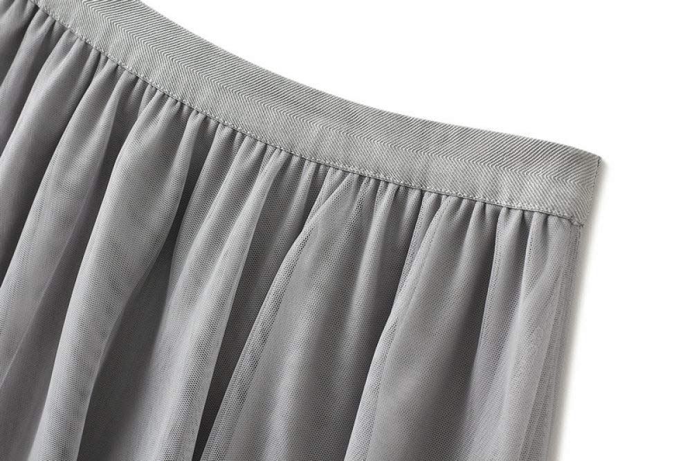 Röcke Damen,Damen Maxirock Grau Elastisch Hohe Taille Vintage Spitzennähte Plissee Tüllrock A-Linie Swing Geraffte Geschichtete Elegante Lange Röcke Für Mädchen Damen,M