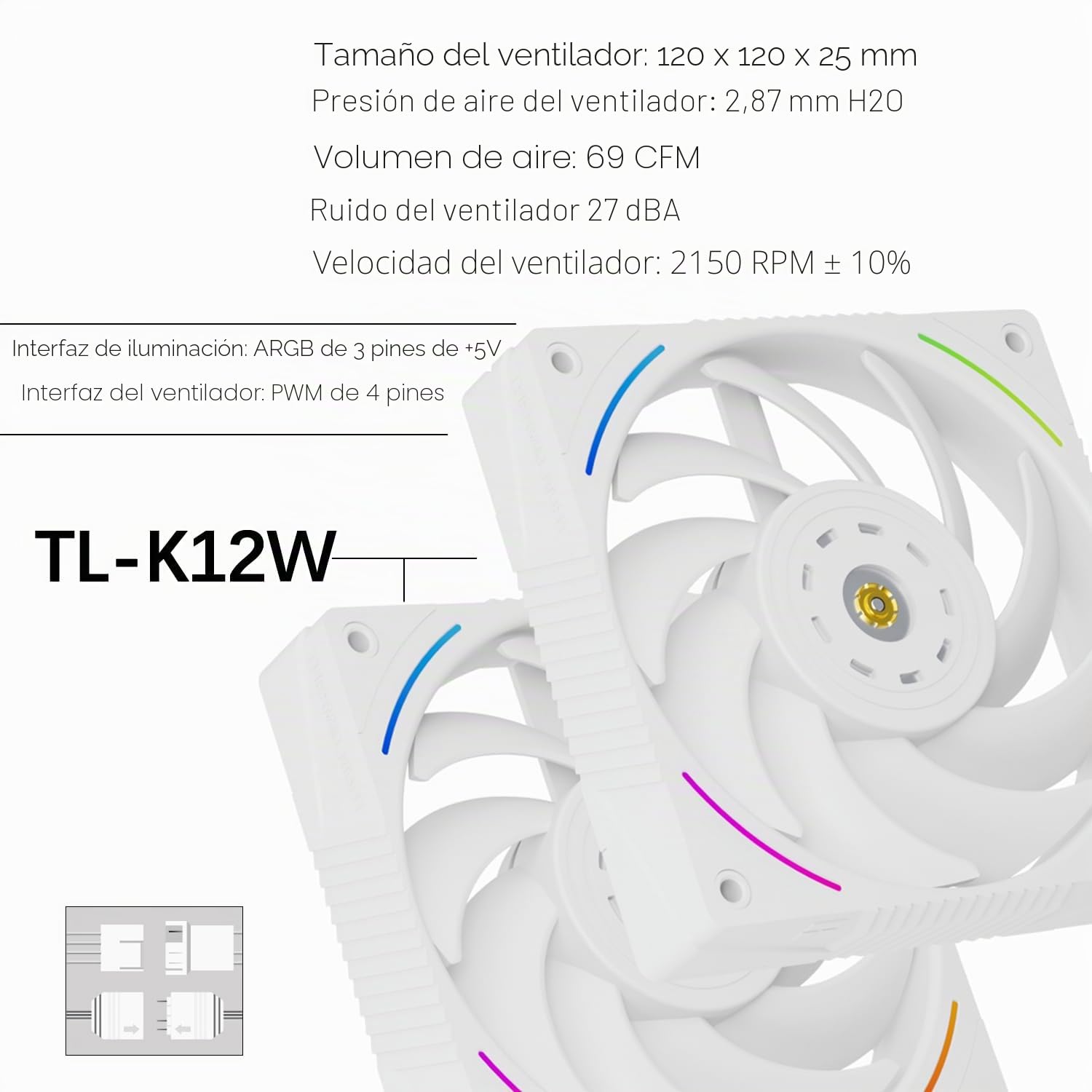 Refrigerador de aire para CPU TR-Thermalright Phantom Spirit 120 Digital Snow, torre doble con 7 tubos de calor, ventiladores PWM duales - 2150 RPM, cubierta superior con pantalla digital