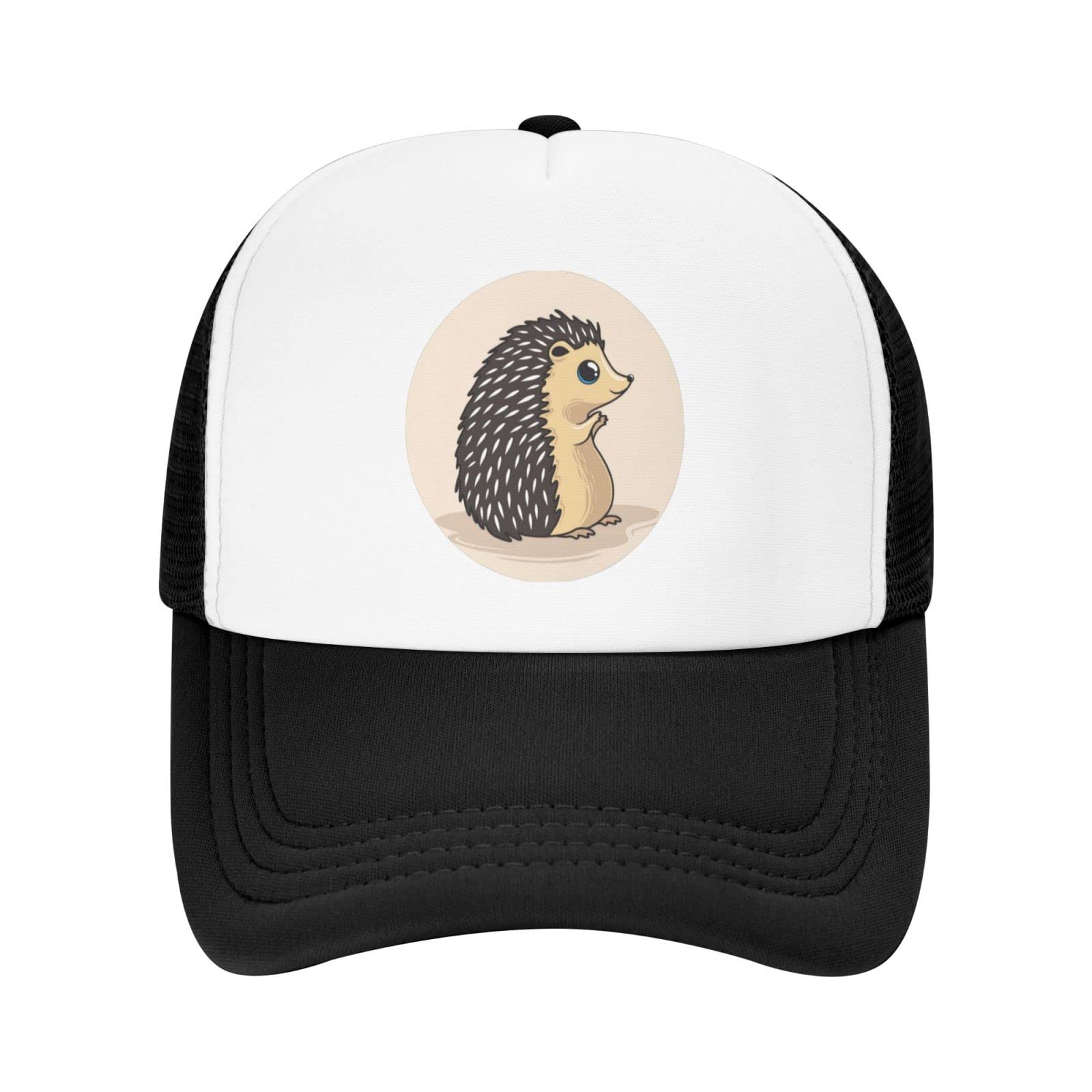 PAYOHTO Kids Cute Animals Hedgehog Baseball Hat Back Adjustable Mesh Breathable Hats Black Trucker Cap Outdoor Fishing Sun Caps for Boys or Girls Ages 4-10