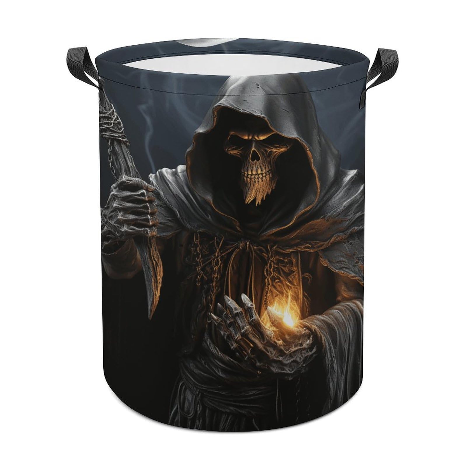 Grim-Reaper Laundry Basket Large Foldable Laundry Hamper Waterproof Clothes Hamper with Handles Durable Dirty Clothes Storage Bucket for Bedroom Bathroom Laundry Room