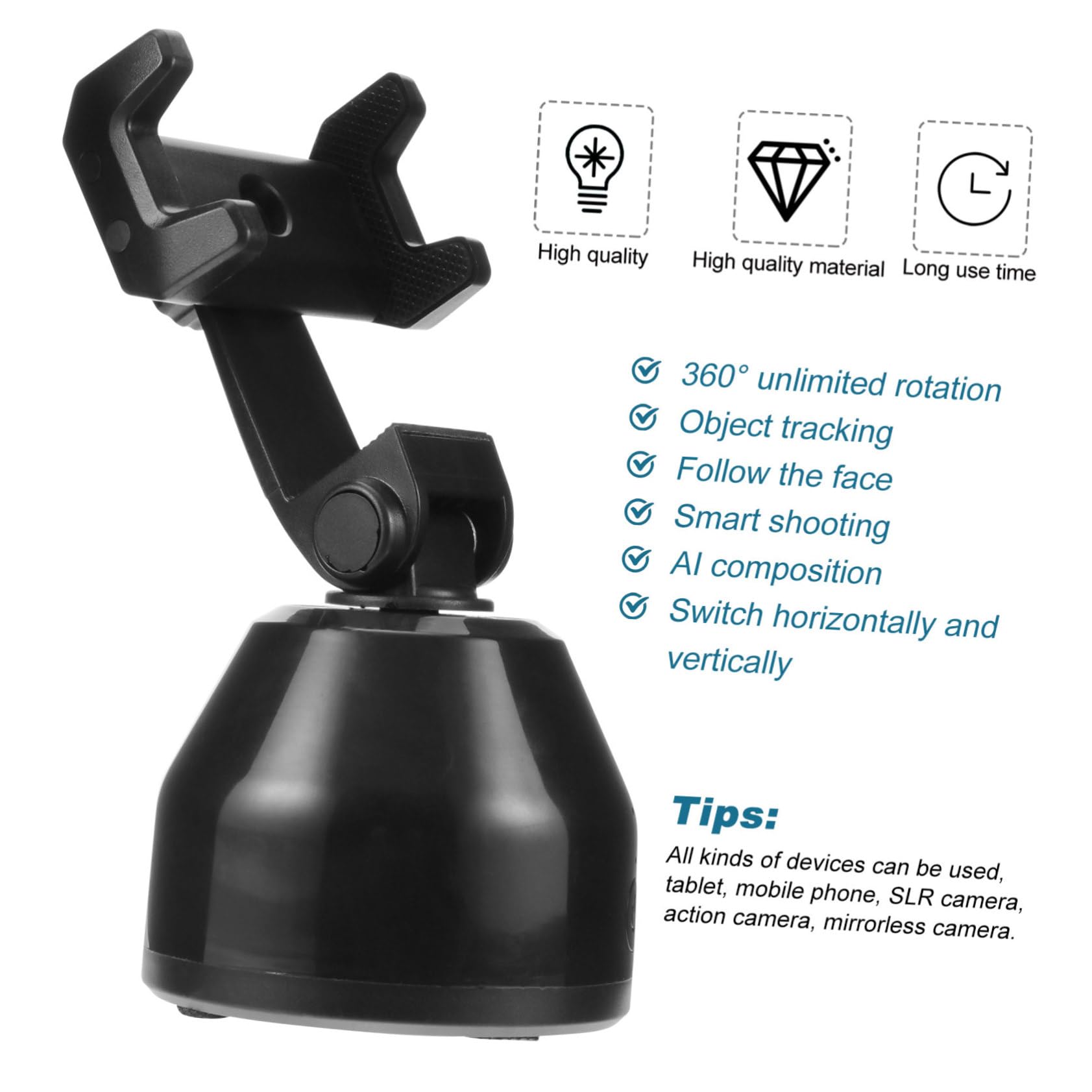 Gimbal per Smartphone Rotazione con Rilevamento per Streaming e Videochiamate Intelligente per Registrazioni e Sport Outdoor