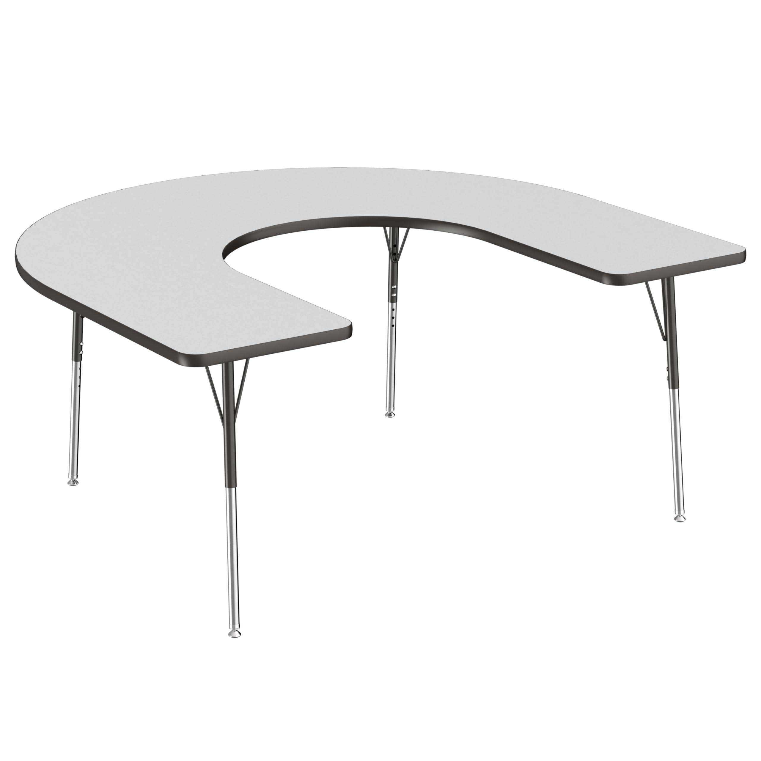 Photo 1 of *** legs not included only table *** STOCK PHOTO FOR REFERENCE -- FDP Kidney (48 x 72 inch) Collaborative Classroom Table with Adjustable Standard Swivel Glide Legs (19-30 in); School and Office Furniture - Pasadena Oak Top/Black Edge and Legs