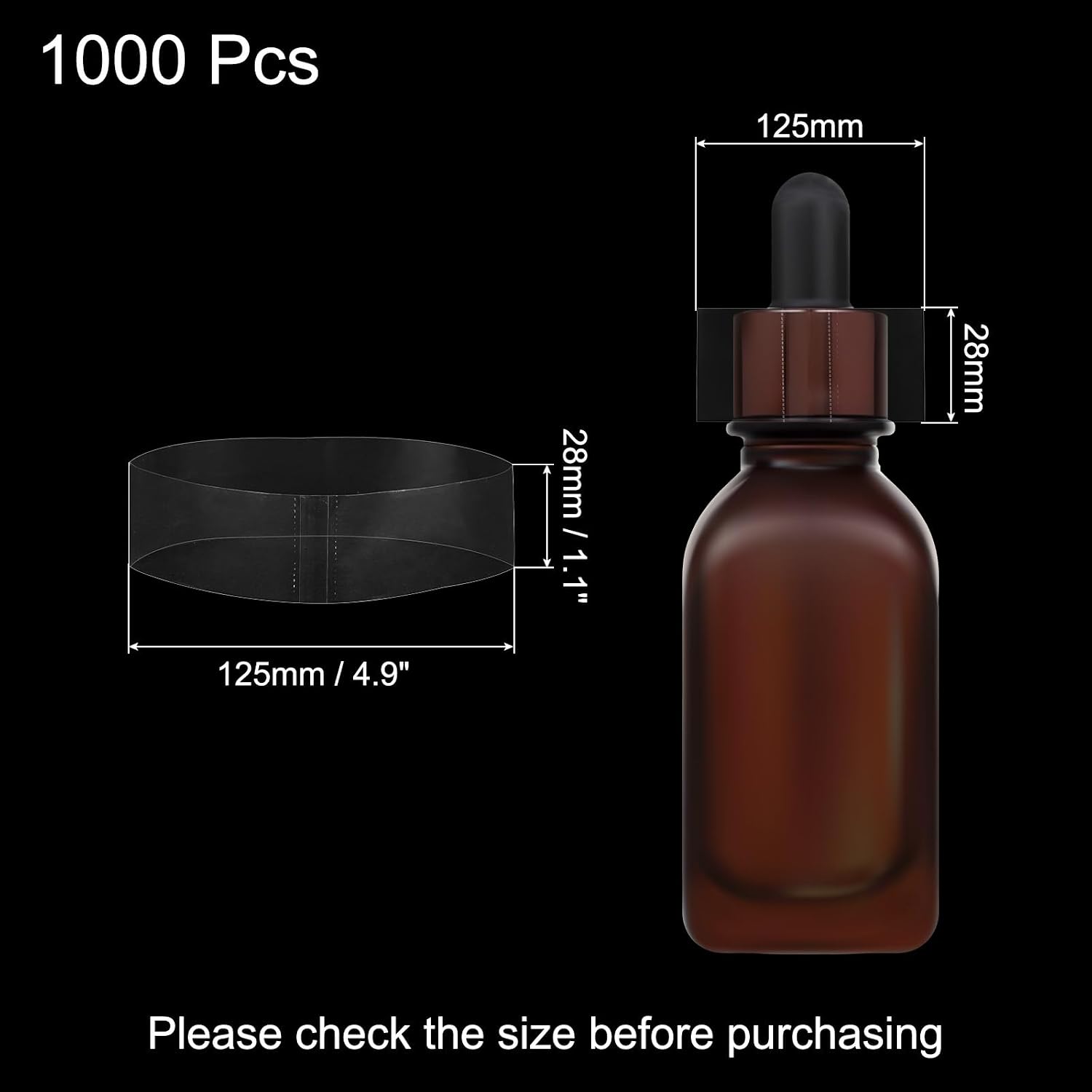 uxcell 1000Pcs Shrink Bands, 125x28mm PVC Clear Perforated Shrink Bands, Heat Shrink Wrap Bands for Bottles, Jars Seal for Dropper Bottle, Test Tube Bottles