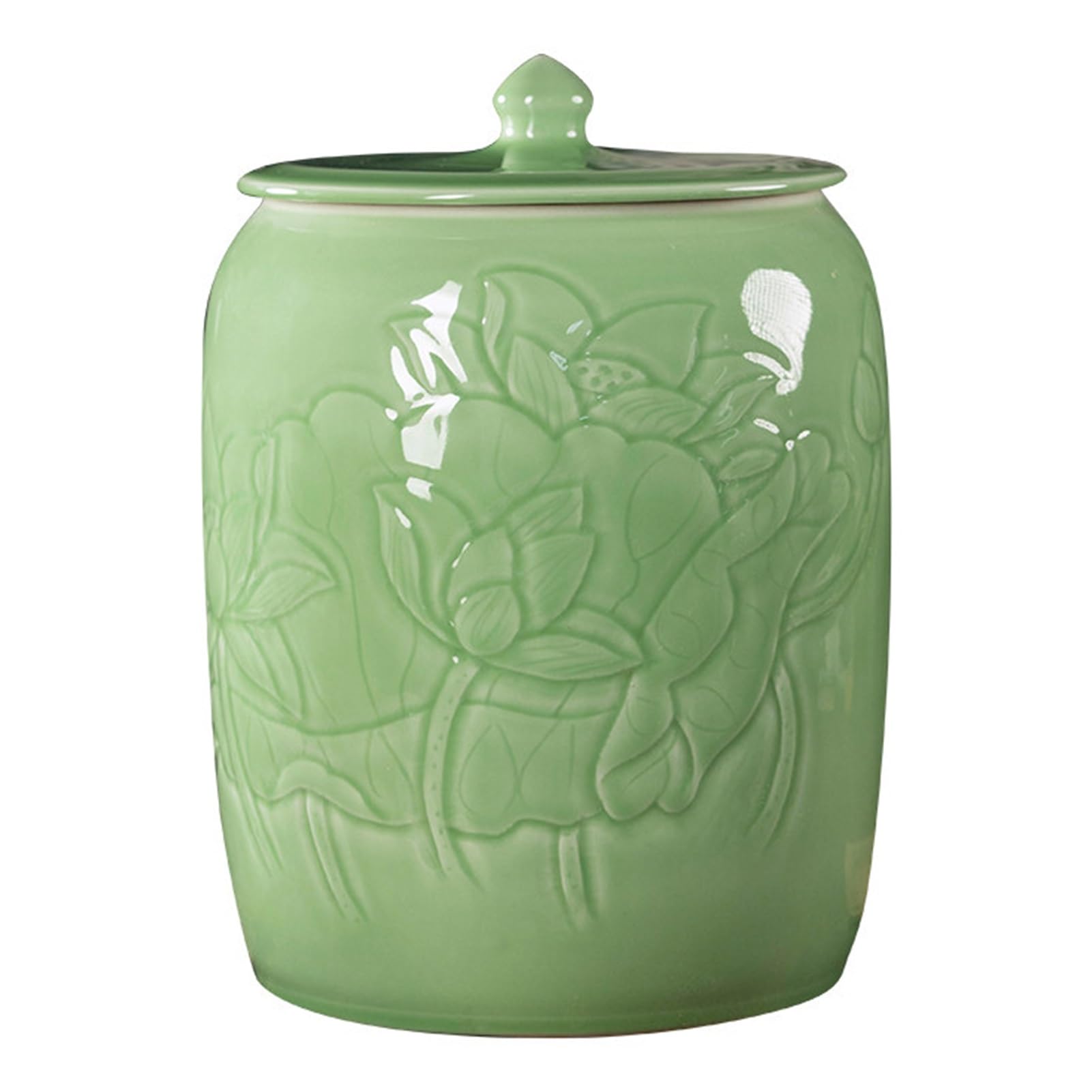 Ceramiczne Wiadro do Ryżu, Storage Container, Przechowywanie Ziarna w Stylu Chińskim z Pokrywką, Idealny do Ziaren Kawy, Cukru, Przekąsek, Makaronu