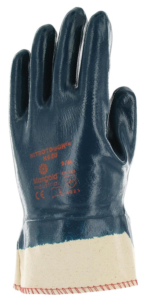 Ansell Nitrotough N660 Guante de Trabajo, Protección Mecánica, Repelente al aceite Guante, Azul, Talla M (12 Pares)