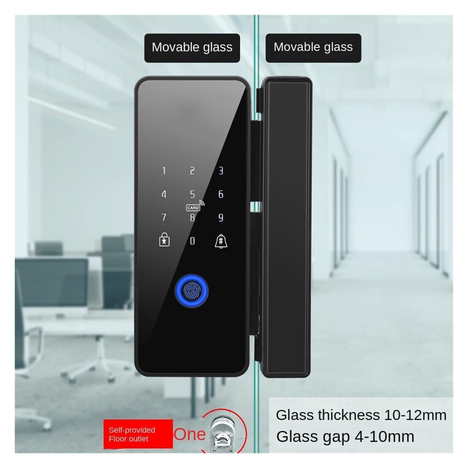 Serrure connectée Serrure de porte intelligente coulissante, serrure électronique sans clé, serrure de porte en verre à empreintes digitales, idéale for le bureau et la maison