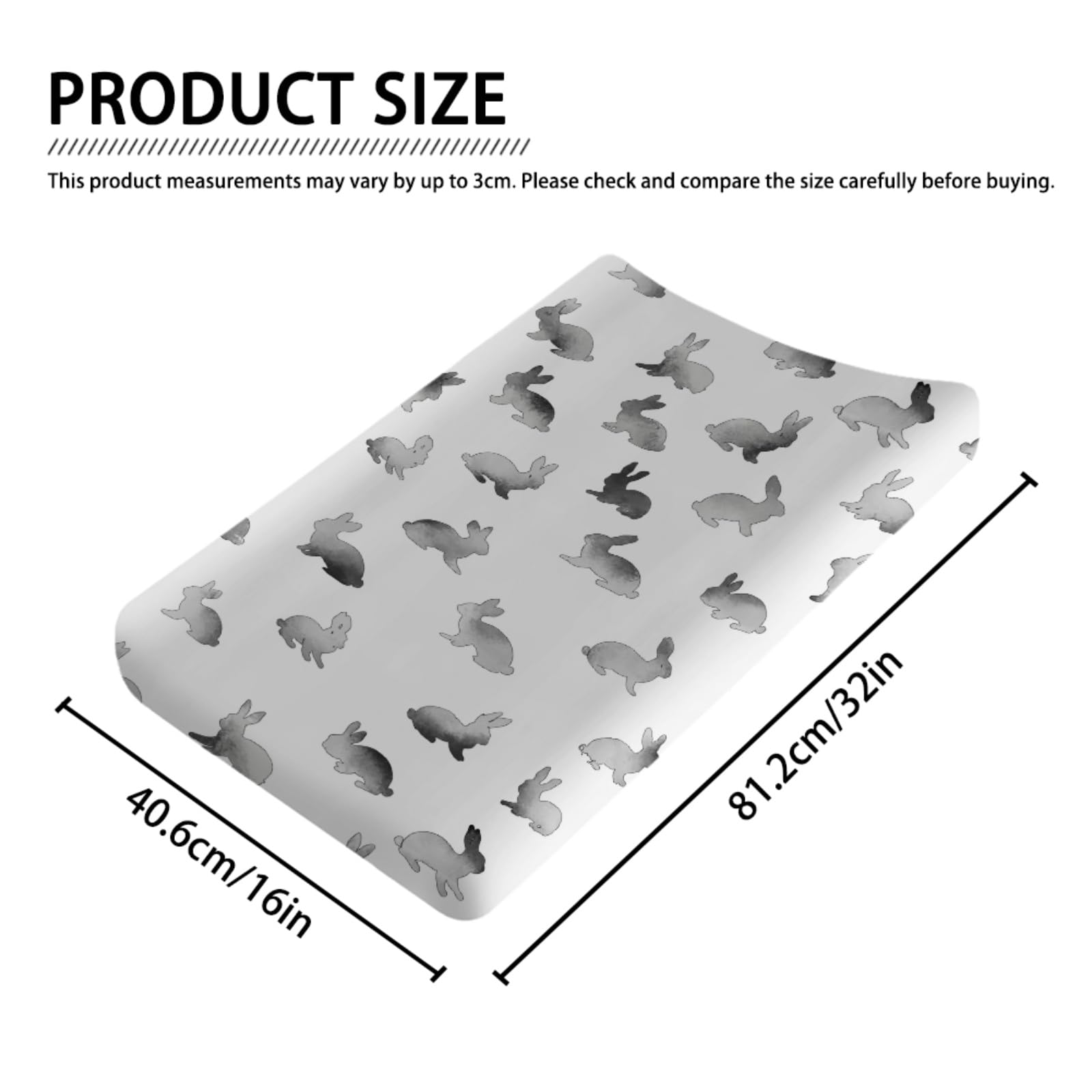 Funny Bunnies Baby Changing Pad Cover Sheets for Boy Girl 32''x16'' Vintage Rabbits Fitted Diaper Change Table Pad Mats Happy Easter Spring Soft Breathable Nursery Baby Changing Table Sheets