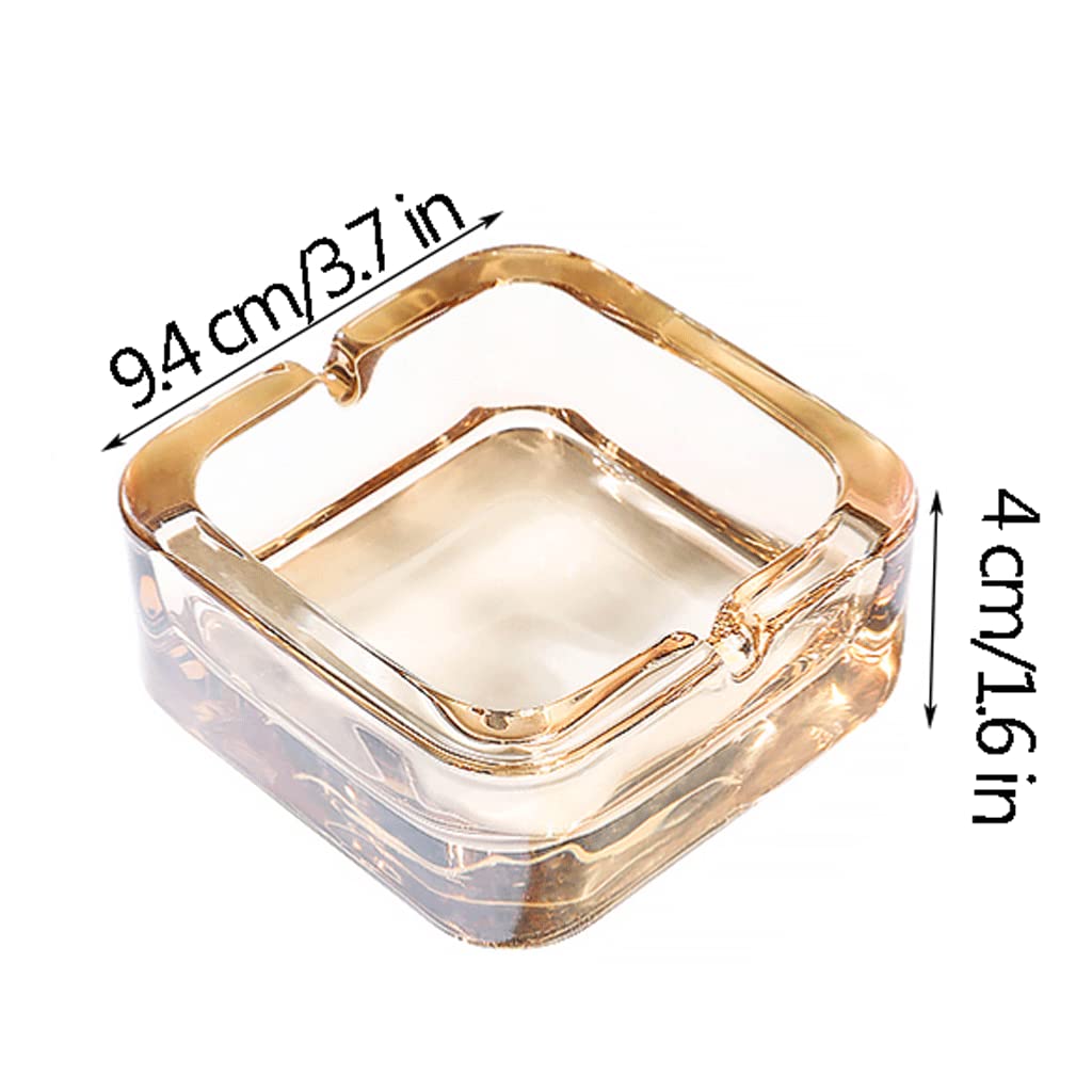 sdneNest Posacenere in vetro, portatile, portacenere per sigarette, per scrivania, decorativo, quadrato, pratico, trasparente
