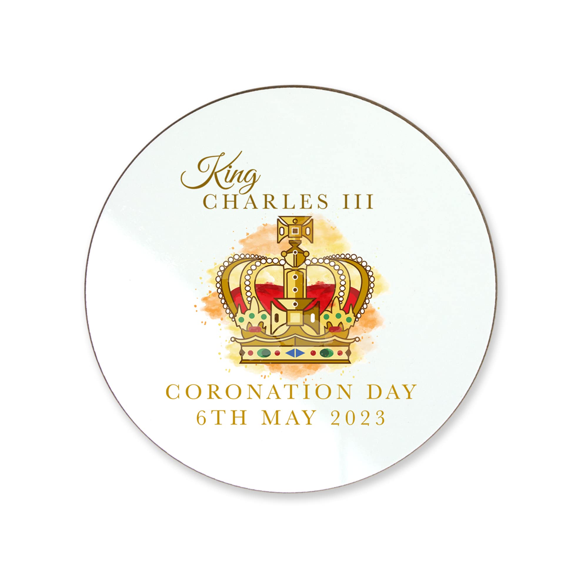 Kings Coronation 2023 Official Crown Round Coasters King Charles III Commemorative Souvenir Gift His Majesty The King Royal Memorabilia Gifts Coronation Memorabilia