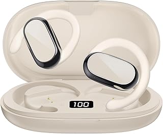 Auriculares de oído abierto, sonido panorámico de 360 grados, DT4.0 sin pérdida de sonido, conducción de aire, rango de 48H, pantalla LED, IPX7 impermeable, auriculares inalámbricos para