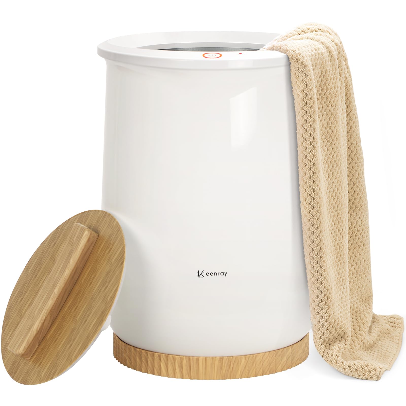 Keenray Towel Warmer, Luxury Towel Warmer Bucket, Large Towel Warmers for Bathroom, Auto Shut Off, Fits Up to Two 40"X70" Oversized Towels, Bathrobes, Blankets, PJ's and More, CL1(Wood)