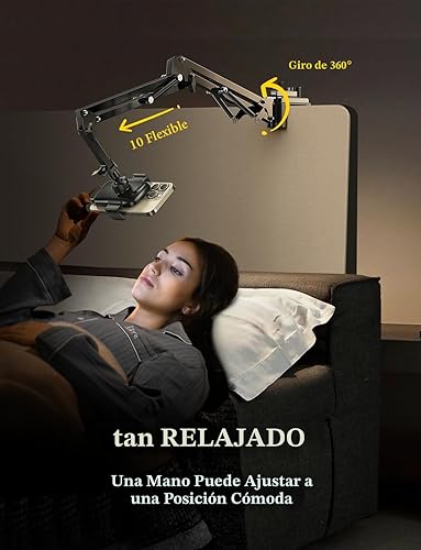 Vista 3 de LISEN Soporte de teléfono de cuello de cisne para escritorio cama [3ª actualización], soporte de teléfono celular para escritorio y cama, regalos