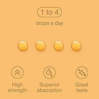 Vitamin D Drops - Vitamin D3 K2 Liquid for Adults & Kids - Immunity, Bones & Muscle Support - High Strength Vegetarian Vit D 4000IU & Vitamin K2 25mcg - Fast Absorption Oil Supplement - Natural Orange