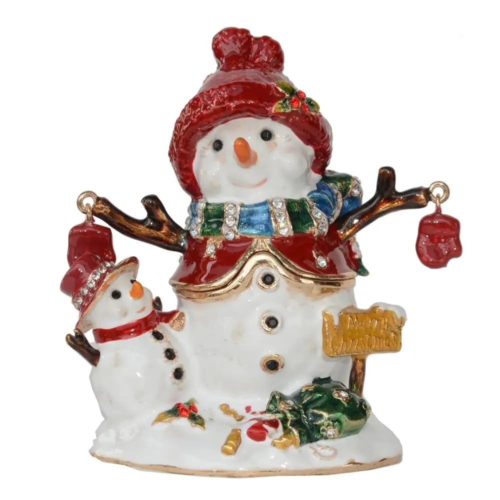 YOPI Snowman Trinket Jewelry Box, Christmas Ornament,