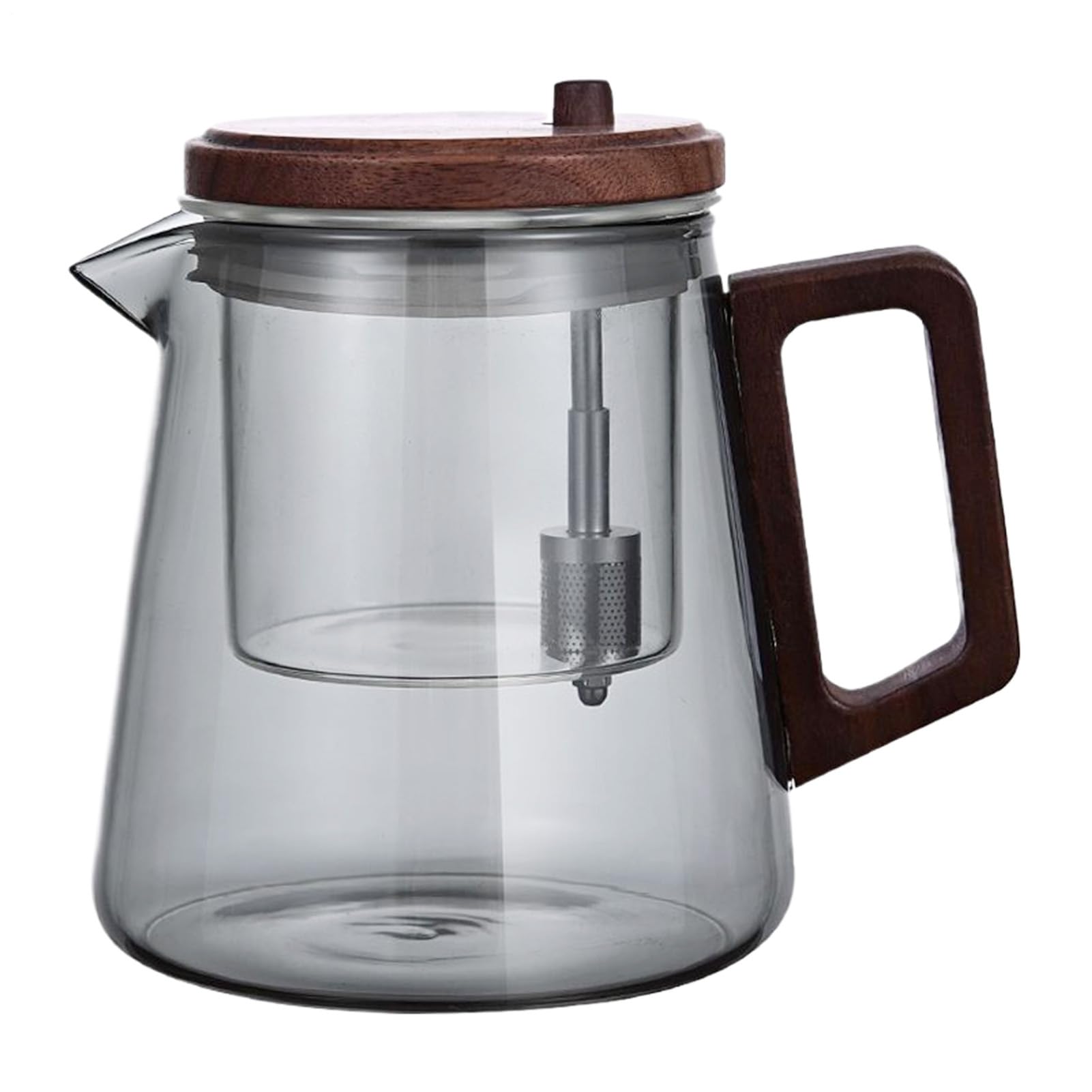 Théière en verre avec infuseur et poignée en bois élégante pour la maison
