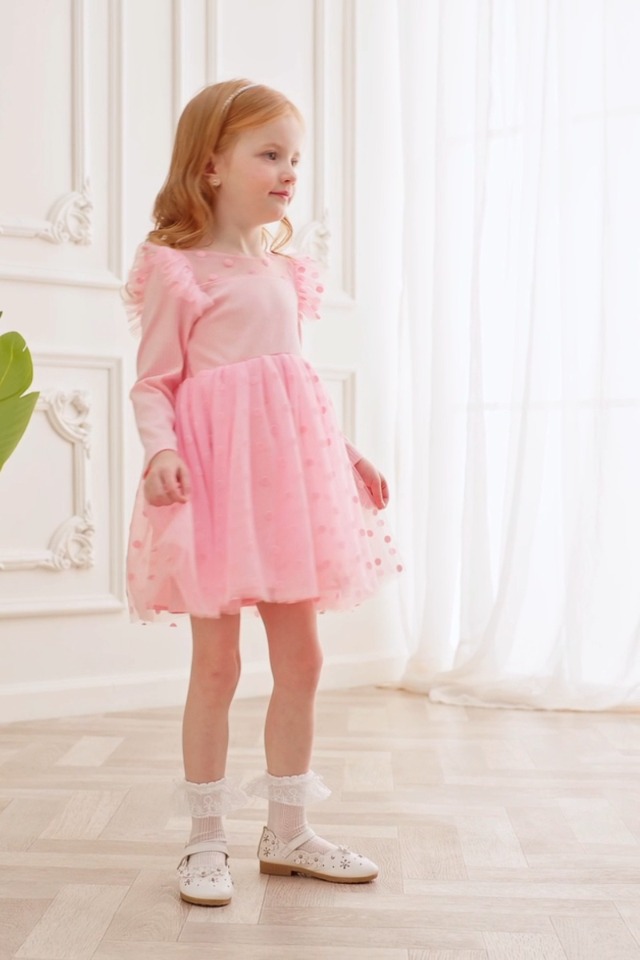 Beige Toddler Dress Tutu Du Monde Baby Girls Pink Ruffle Tulle Summer Party  Dress Polka Dot Dress Long Sleeve