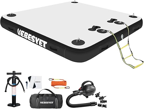 Plataforma flotante inflable de natación, 6 pulgadas8 pulgadas de grosor para múltiples personas, plataforma de balsa con bolsa de almacenamiento