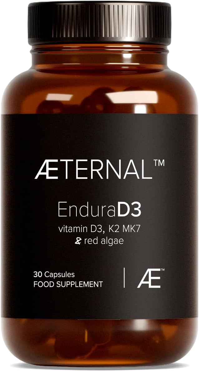 Vitamin D3 K2 MK7 Calcium Supplement with Aquamin Red Algae | Bone Strength and Immune Support | Natural Lichen D3 Plus Vitamin C | Vegan Non GMO | 30 Capsules | Made in UK | AETERNAL