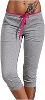 Vista 140 de Pantalones capri para mujer, estilo casual, de verano, elásticos, de cintura alta, pantalones de yoga, ajuste atlético, pantalones deportivos