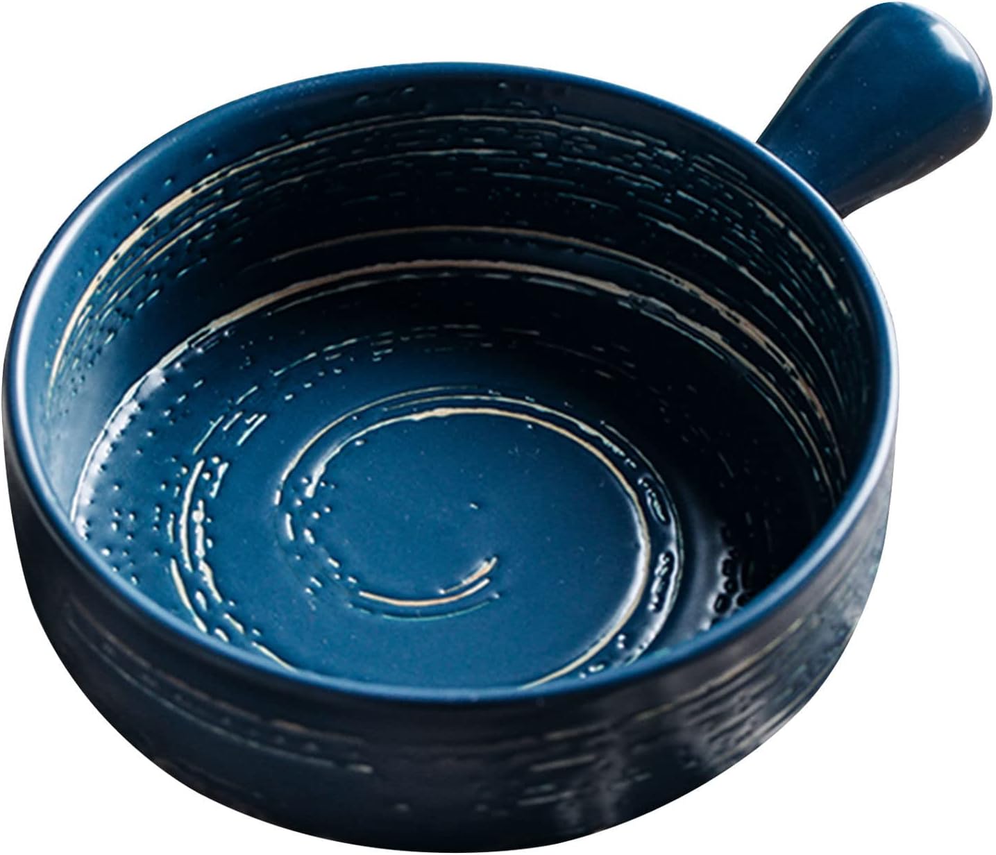enamel roasting tin，baking tray set，Porcelain Ceramic Soup Bowl with Handle 600ml, Small Baking Dish for Oven Round Ceramic, Ceramic Lasagna Pan Deep-Black (Color : Blu) (Colo (Color : Blu)
