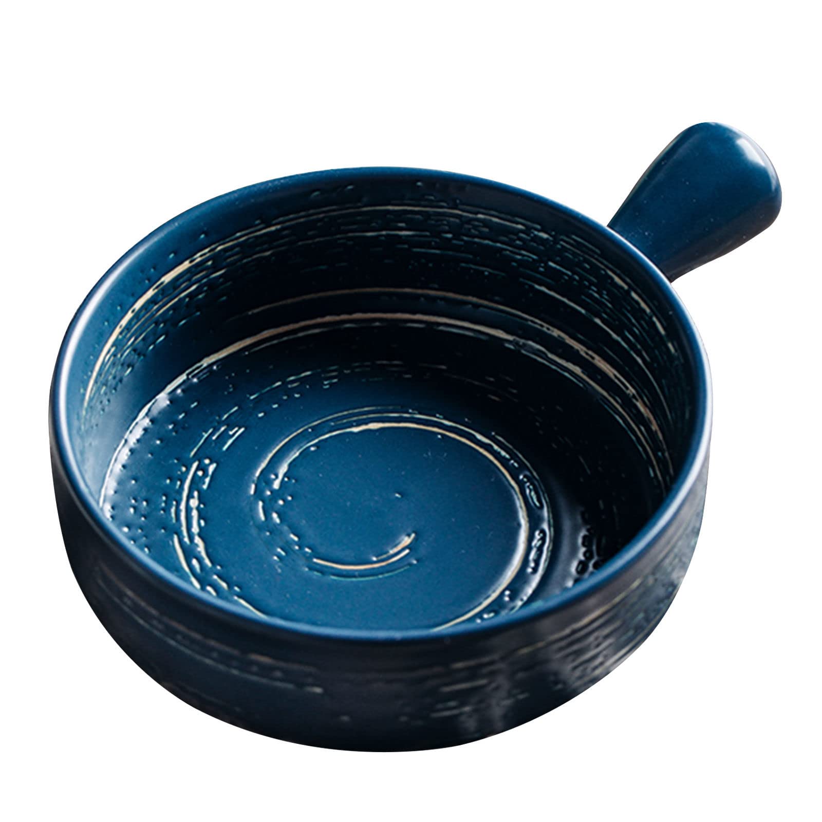 Lasagneform groß tief, Suppenschüssel aus Keramik mit Griff 600 ml, kleine Auflaufform für den Ofen rund aus Keramik, runde Auflaufform aus Steingut klein, Lasagneform au(Blu)