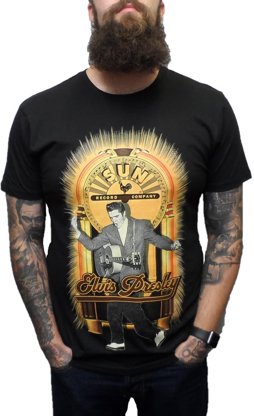 Mazeys Mens Sun Records Elvis Officially Licensed T Shirts Dancing Medium