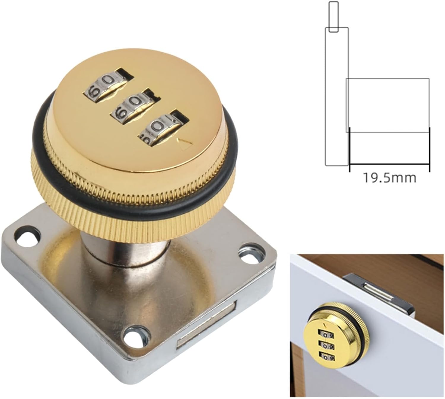 Zinc Alloy Hasp and Staple Lock Drawers, Cabinets, Sheds, Garages & Cupboards – 16–18 mm Door Thickness, 19 mm Opening Diameter, Resistant Security Latch(Gold)