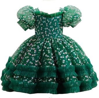 Toddler Flower Girl Dress Backless Puffy Tutu Dress for Baby Girls Puff Sleeve Pageant Dresses Birthday Party