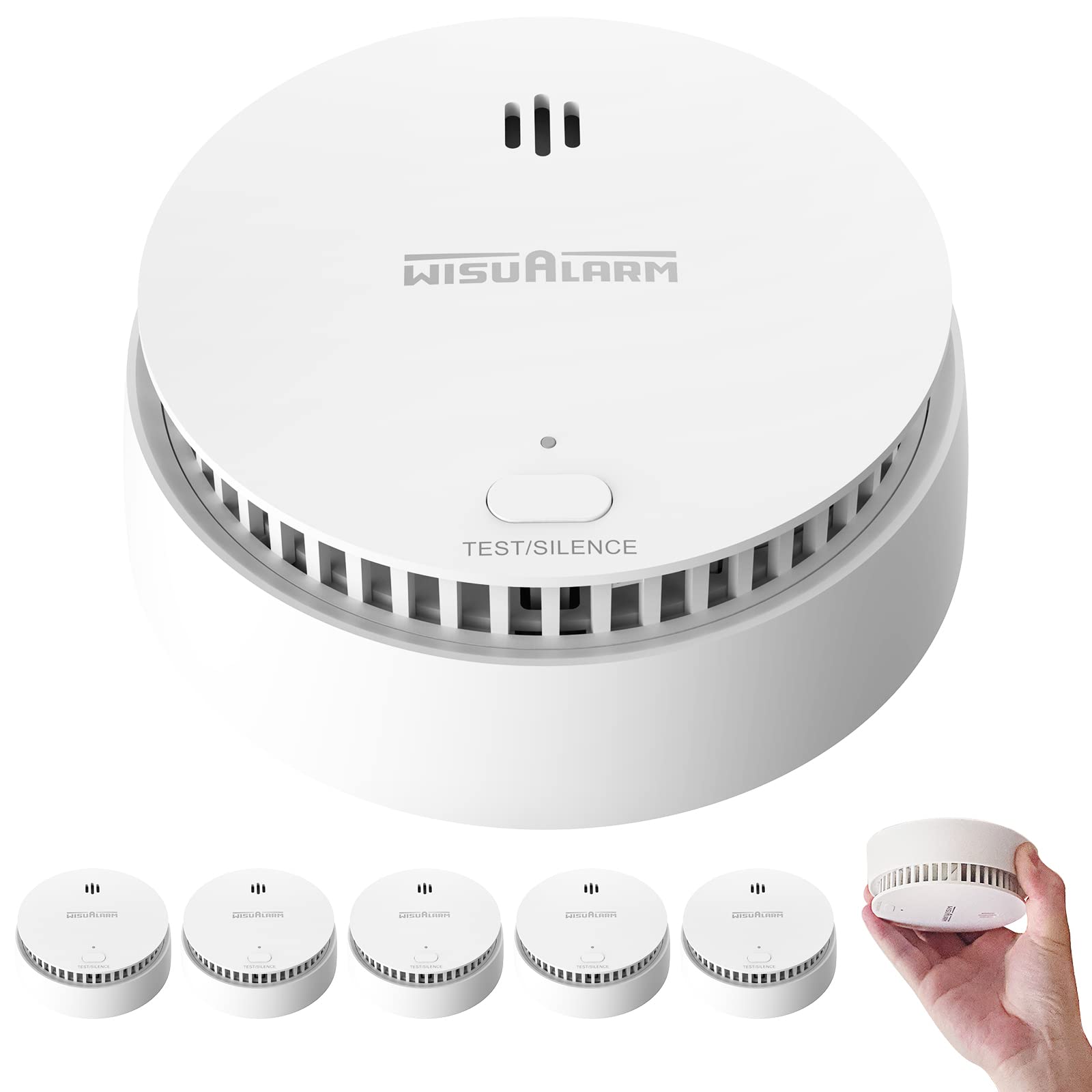 Smoke Alarms for Home, 10-Year Battery, Smoke Alarm, Fire Alarm with Test/Silence Button, Smoke Detector Certificated by TUV Conforms to EN14604 Standard (5pcs)