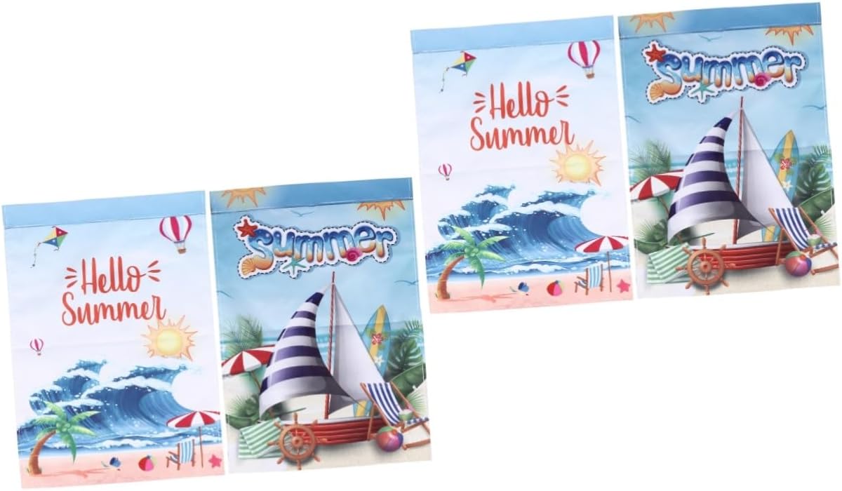 BESTonZON 2 Sets Summer Decorative Flag “Hello Summer” Flag Garden Flag for Outdoor Use Decorative Garden Flag Yard Flag Garden Banner Garden Supplies Double Sided 2 Pieces x 2