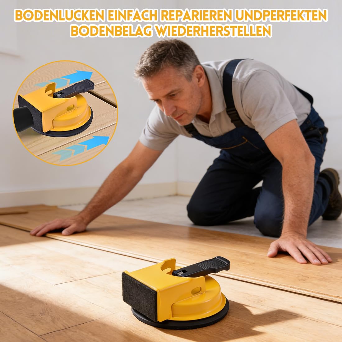 Herramienta de Instalacion de Suelos Laminados con Ventosa Robusta y Mango Ergonomico para Lamas de Parquet Baldosas Vidrio Marmol Kit Compacto y Eficaz para Instalacion Precisa y Rapida