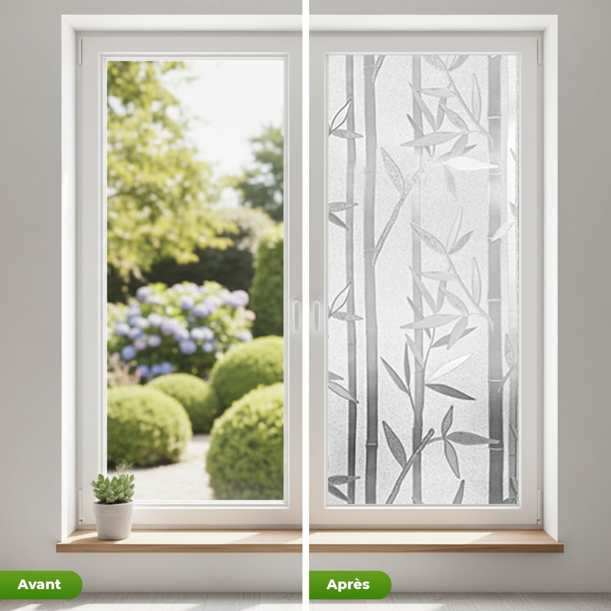 Ambiance Sticker Klebeband, Blickdicht, Bambus, für Fenster, elektrostatisch, Blickdicht, UV-Schutz, 45 cm x Länge 3 m | Hitzeschutzfolie, elektrostatisch, Anti-Hitze, UV-Schutz und reduziert Hitze, wasser- und kratzfest