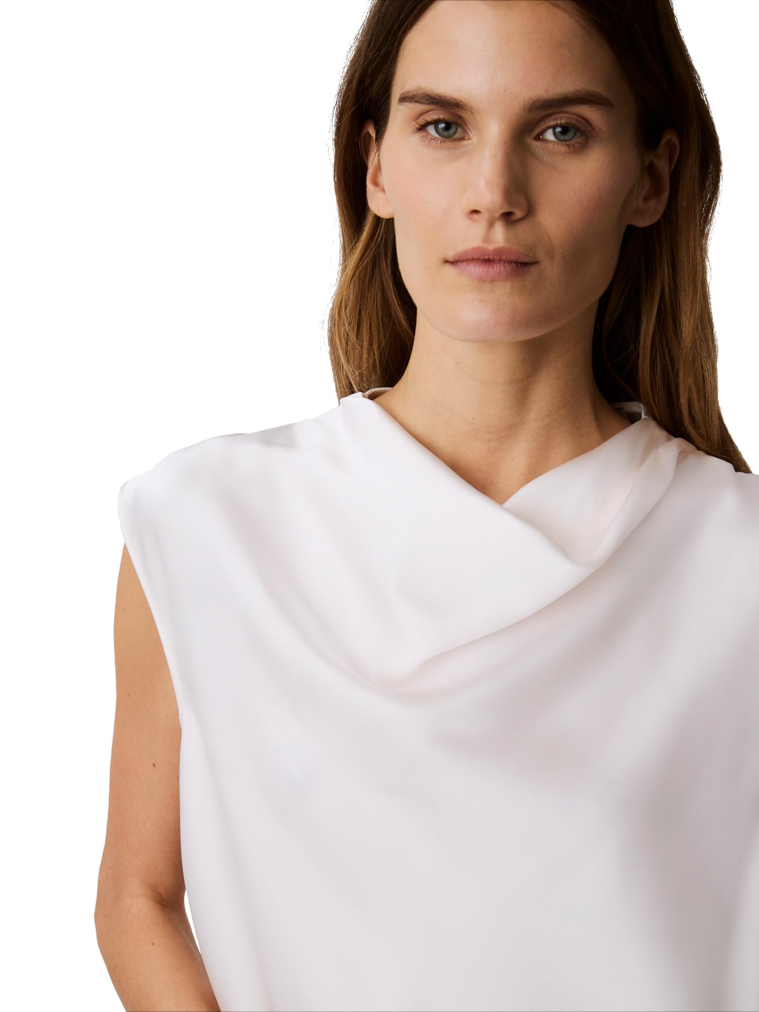 Calvin Klein Damenbluse aus Satin mit Wasserfallausschnitt, Meersalz, Groß