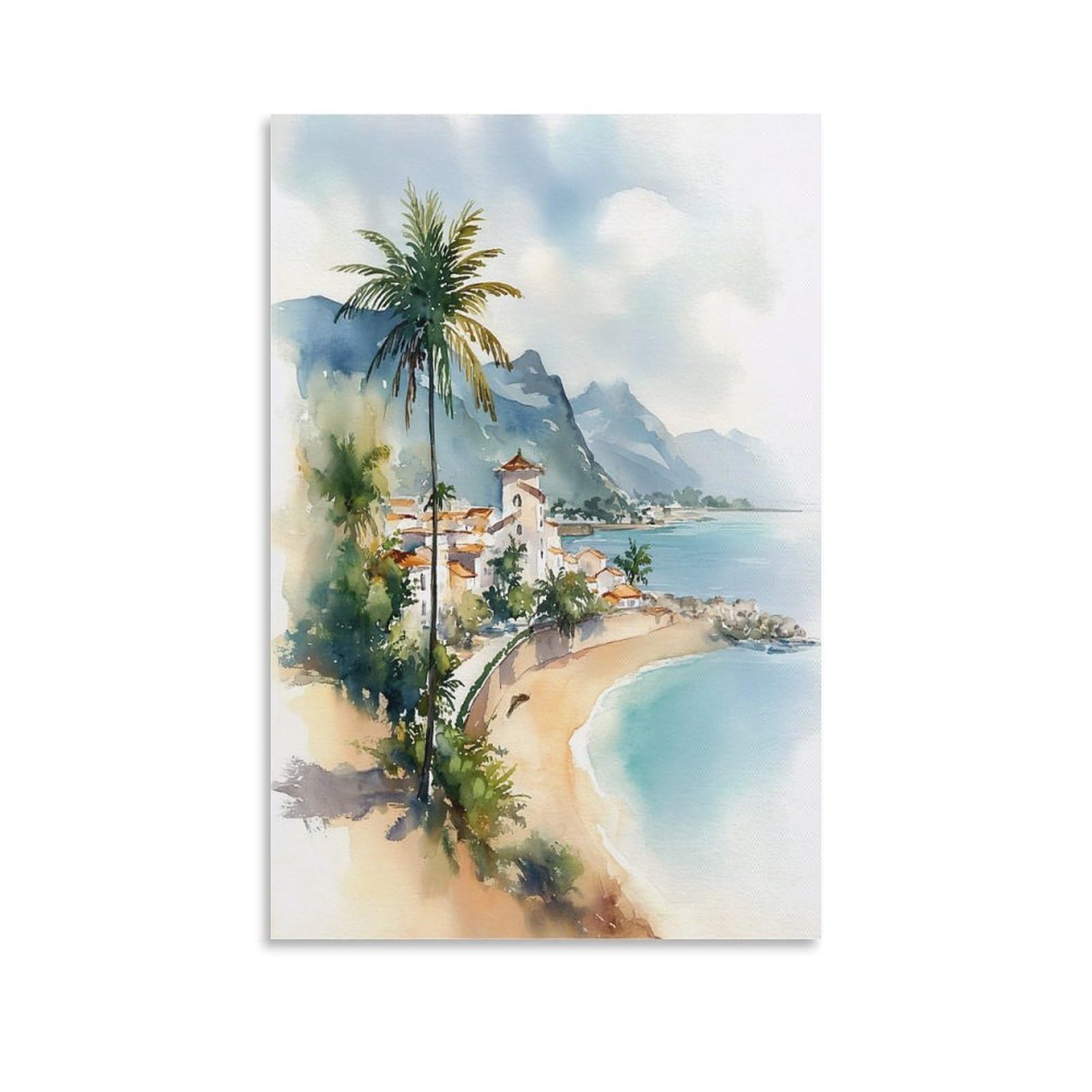 XWYMXZ Martinique Caribbean 20x30inch(50x75cm) Vintage Travel Poster Watercolor Canvas Art