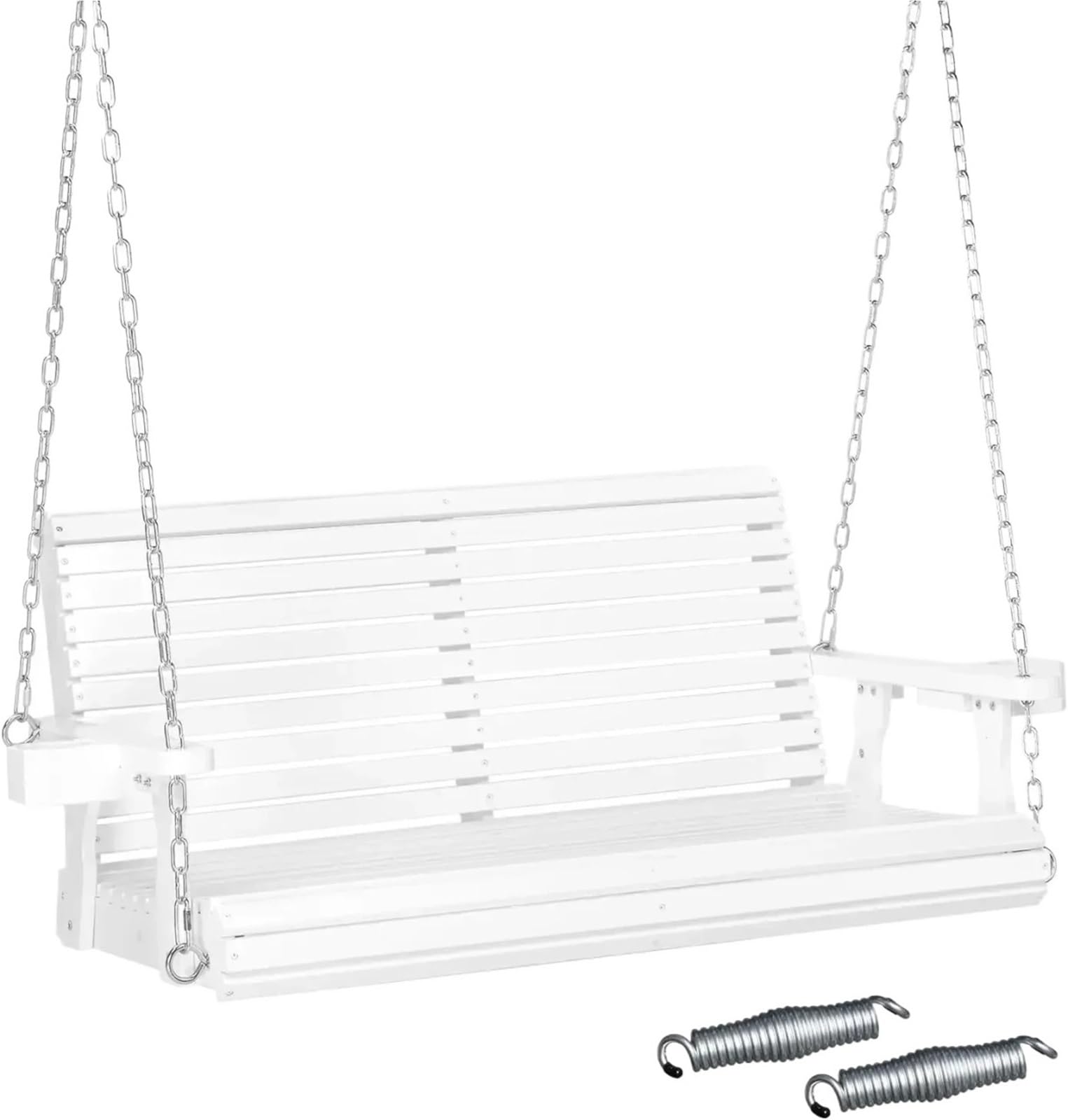 Wooden Swing Bench Patio Wooden Porch Swing For Courtyard & Garden, Heavy Duty 880 LBS Chair Bench With Hanging Chains(Size B)