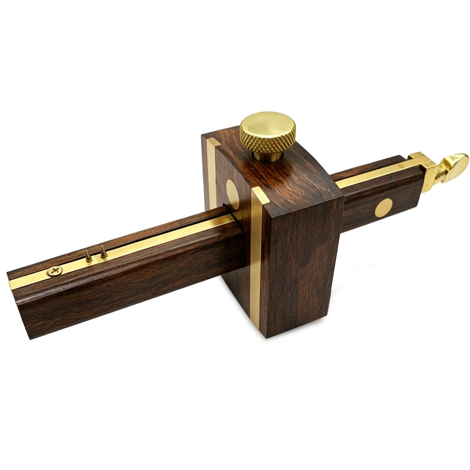 Oriental riverkit Marking Gauge, Solidwood Mortice Marking Gauge with Brass knob, Woodworking Carpenters Tool Adjustable Carpentry Marker for Construction Decoration Woodworking 20cm