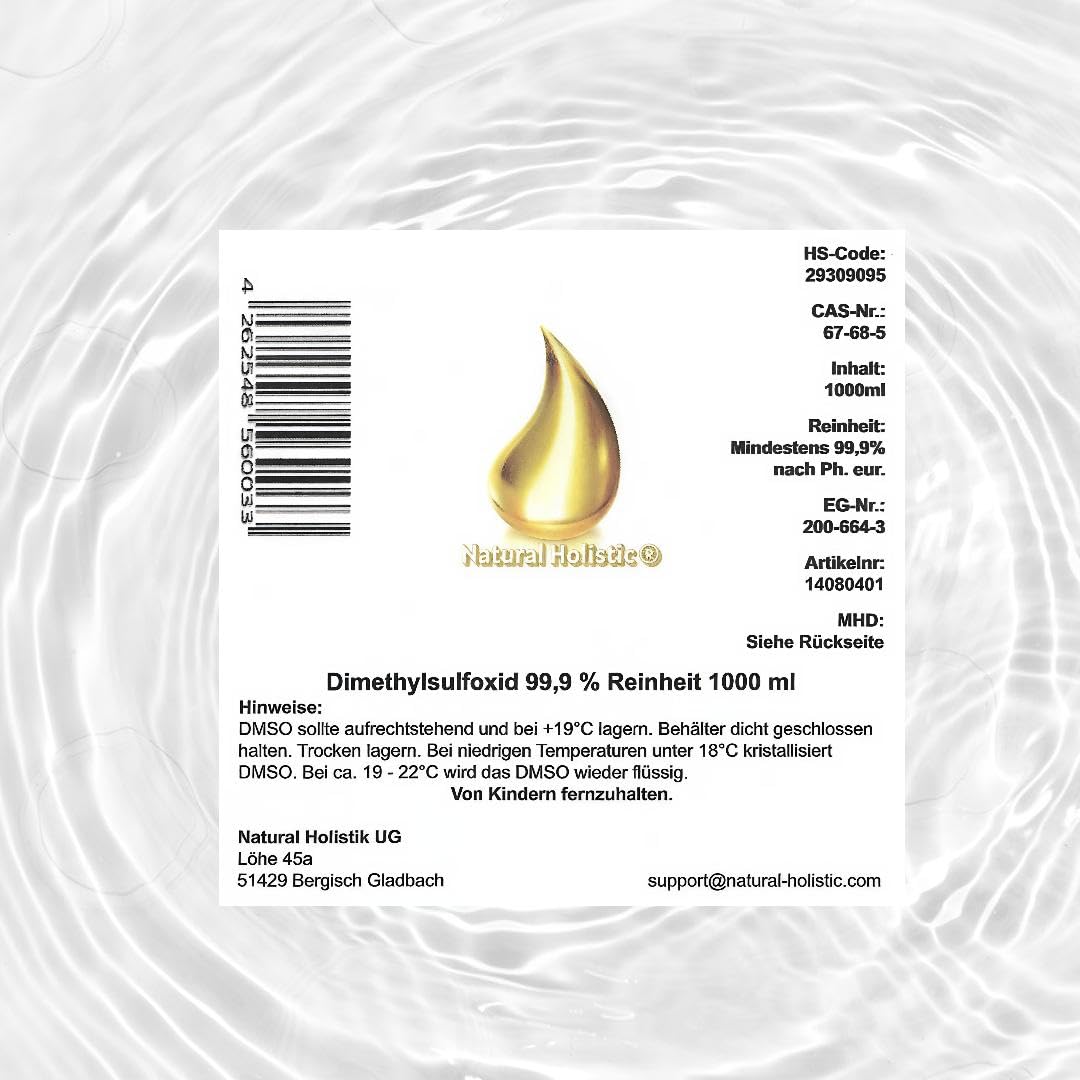 DMSO 99,9% Reinheit 1000ml – Organisches Lösungsmittel in nachweislicher Reinheit 99,9% nach ph. eur. bestellen ·– pharmazeutischer Hilfsstoff – braunes hydrolytisches Veral Glas Glasklasse III