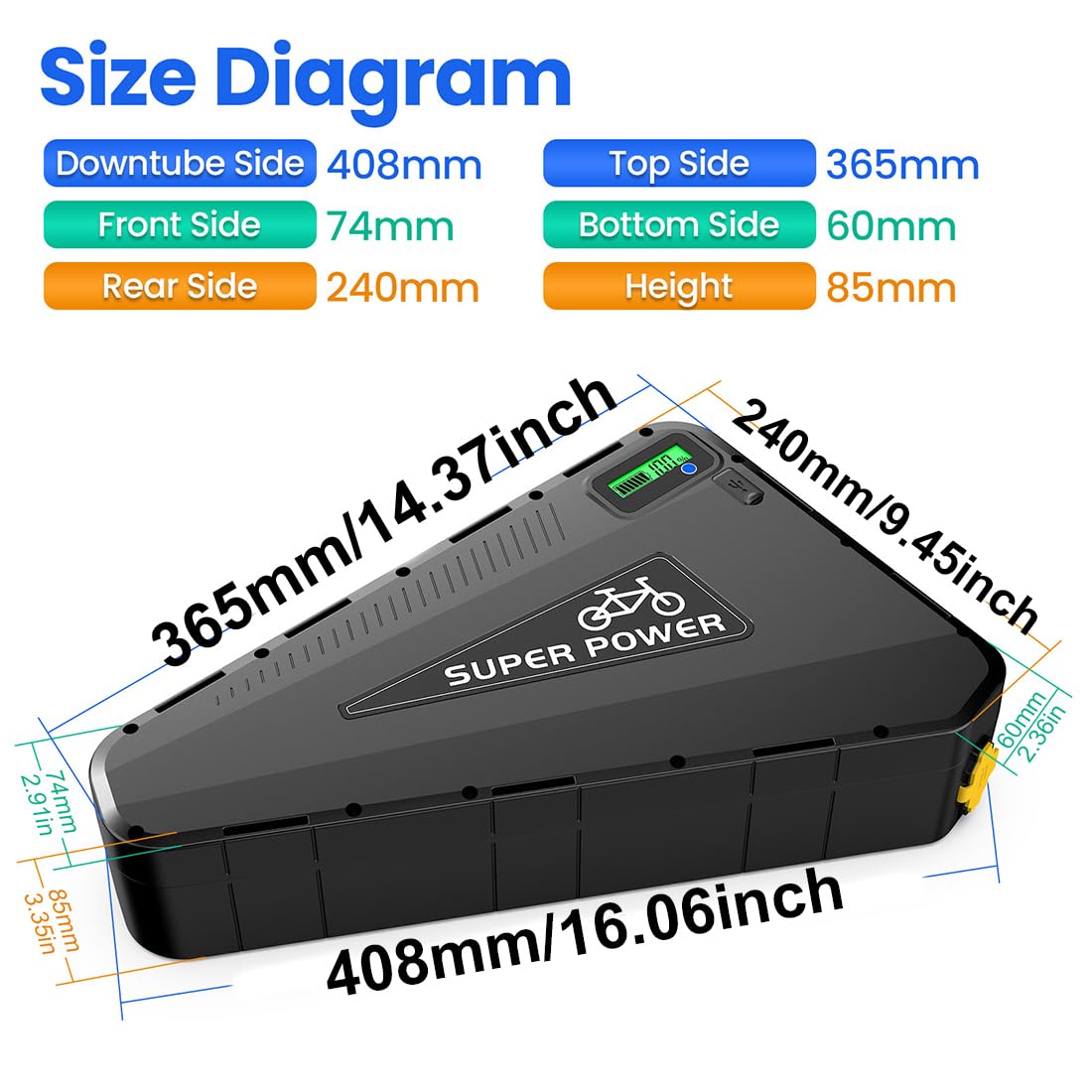 LG/Cell Batteria bici elettrica triangolo 48V 30AH 1500W 1000W 500W motor