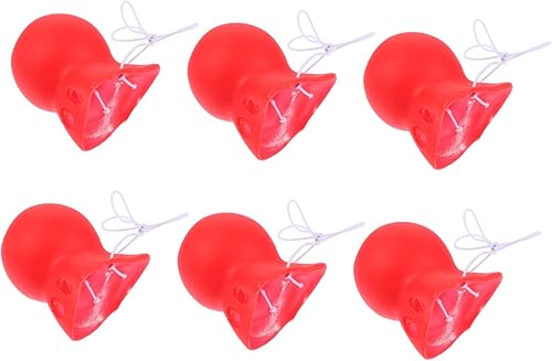 TOYANDONA 6 piezas de payaso nariz roja ' suministros de fiesta accesorios rojos nariz payaso vinilo disfraz accesorio novedad nariz juguetes
