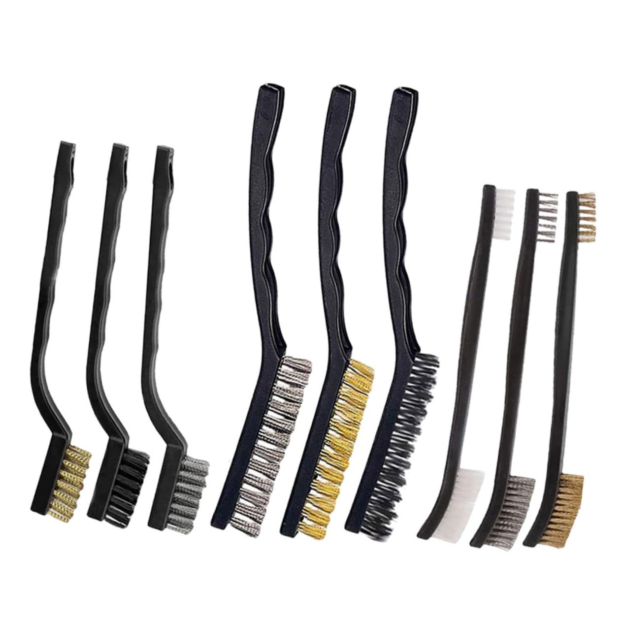 CIYODO Ergonomic Wire Brush Set 9 Pieces Stainless Steel Bristles Rust Removal Brush