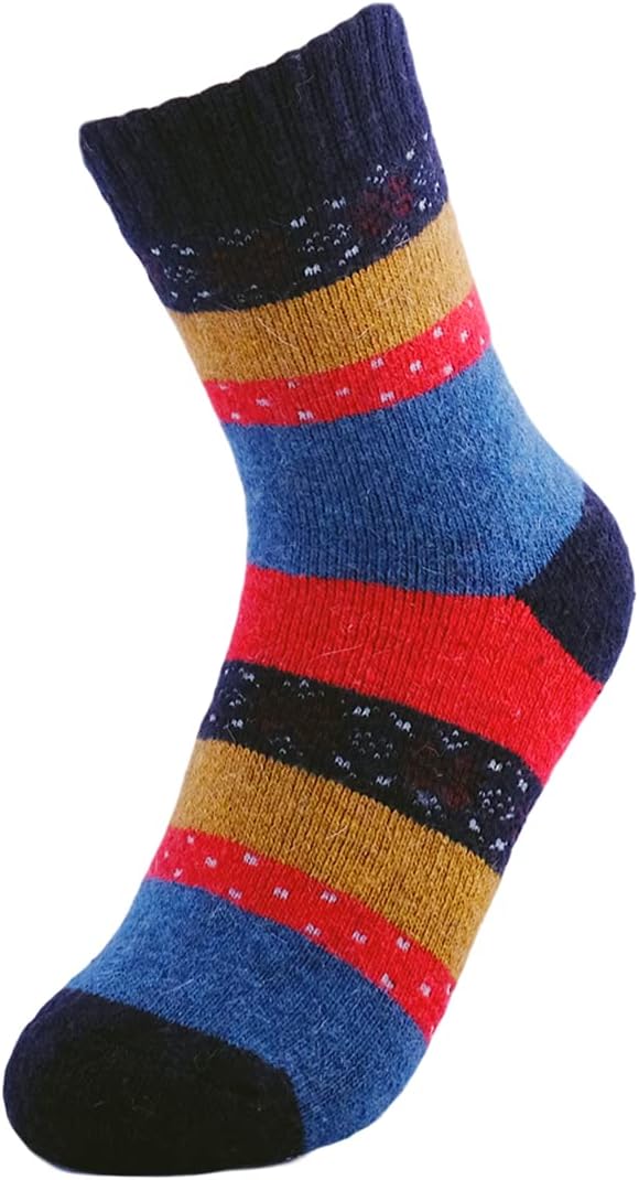JOYCA & CO. 3-5 Pairs Womens Multicolor Fashion Warm Wool Cotton Thick Winter Crew Socks - Image 4