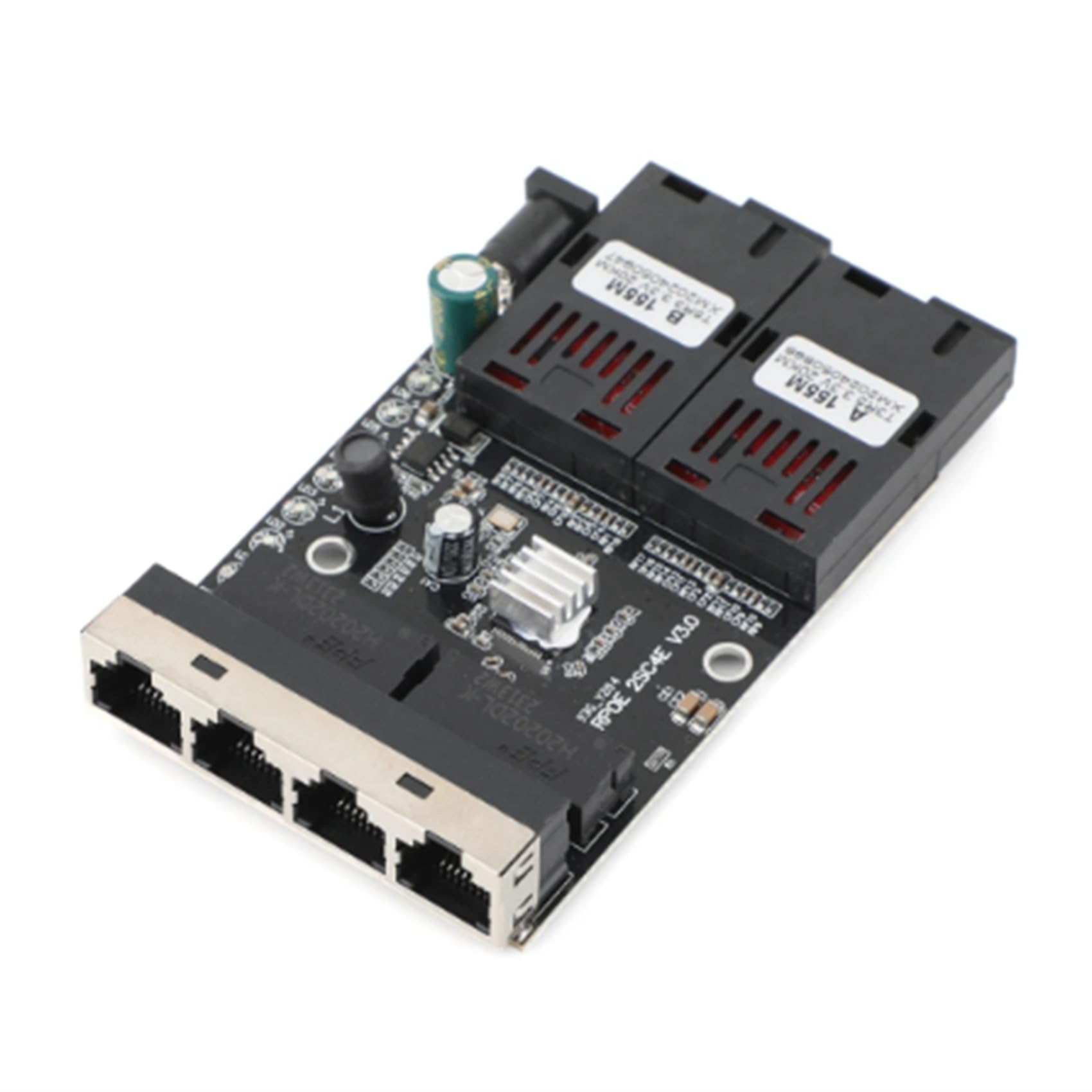 5X Convertisseur de Média Fibre Optique 100 M, 4 Connecteurs RJ45 vers 2 Connecteurs Optiques SC A+B, Ports 1310 Nm/1550 Nm, Carte PCBA, Commutateur Ethernet 20 Km