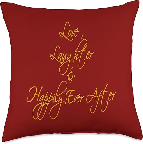 Miniatura 4 de Love Laughter and Happily Ever After Romantic Quote Throw Pillow, 16x16, Multicolor