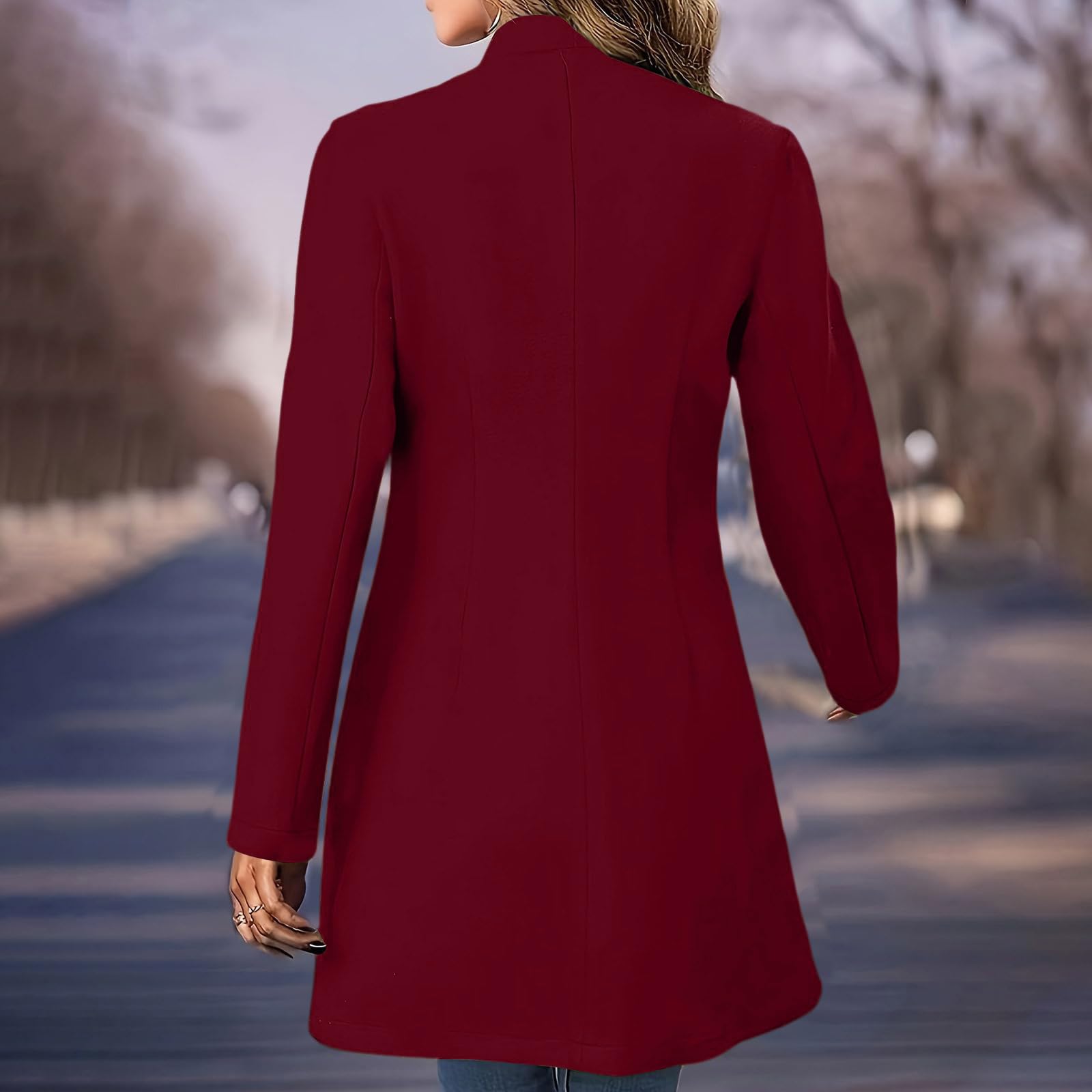 Wollmantel Damen Winter Winterjacke Elegant Wollwalk Jacke Einfarbig | Wintermantel Damen Wolle Tweed Jacke Lang Wintermantel Frauen Winddicht Wolljacke Mit Knöpfen Coat Women Langarm