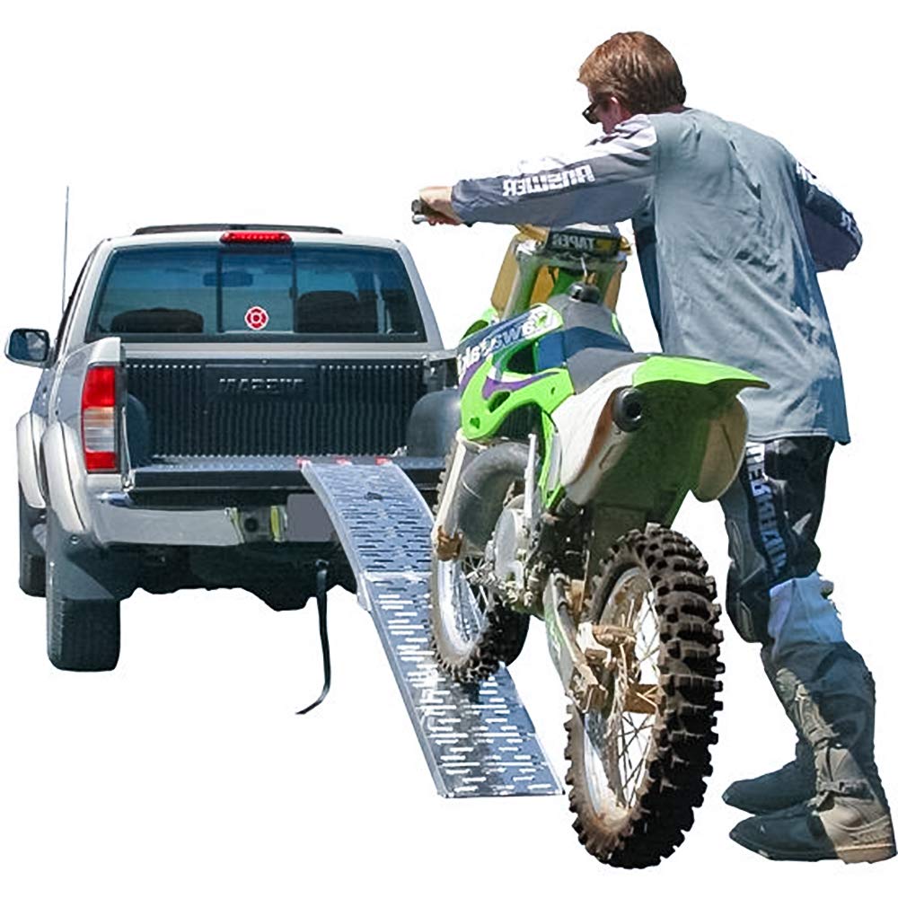 Auffahrrampe Klappbar 226 cm x1, 340KG pro Rampe, Auffahrrampe für Anhänger,Auto Rampen, Verladeschiene Antirutsch Auffahrrampe Motorrad ATV Quad PKW Auto, Alu Verladerampe, Faltbare
