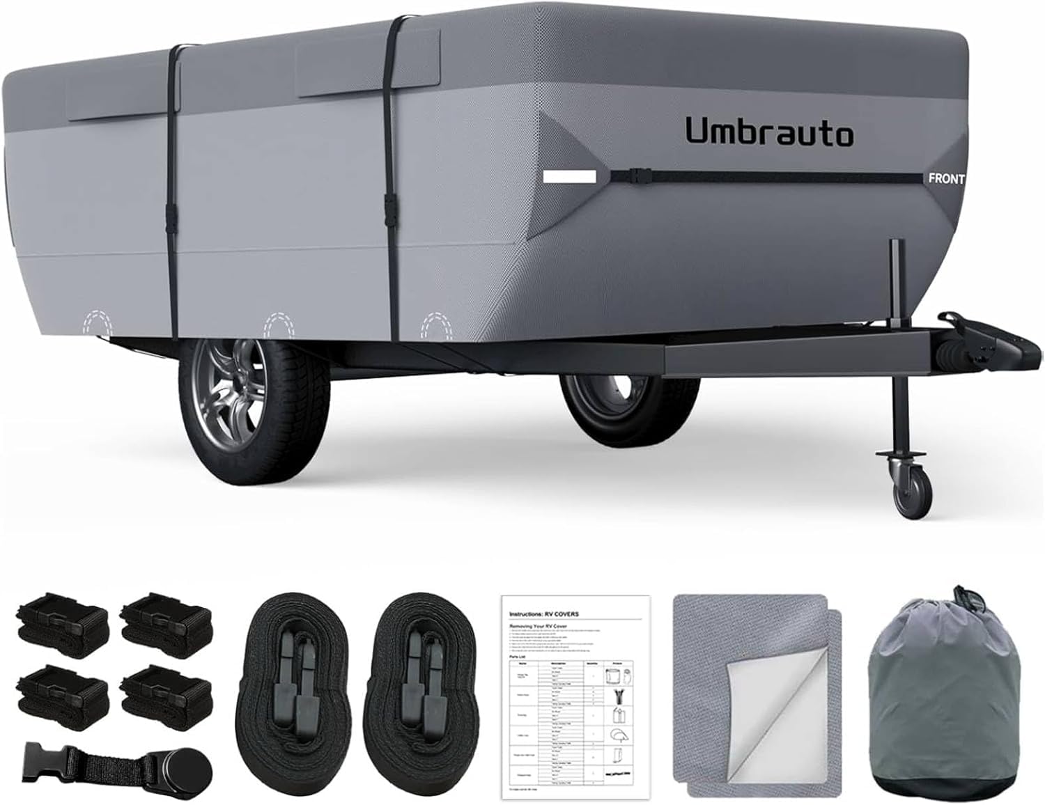 Umbrauto Pop Up Camper Cover Fits 16-18ft, Waterproof Tent Trailer Cover
