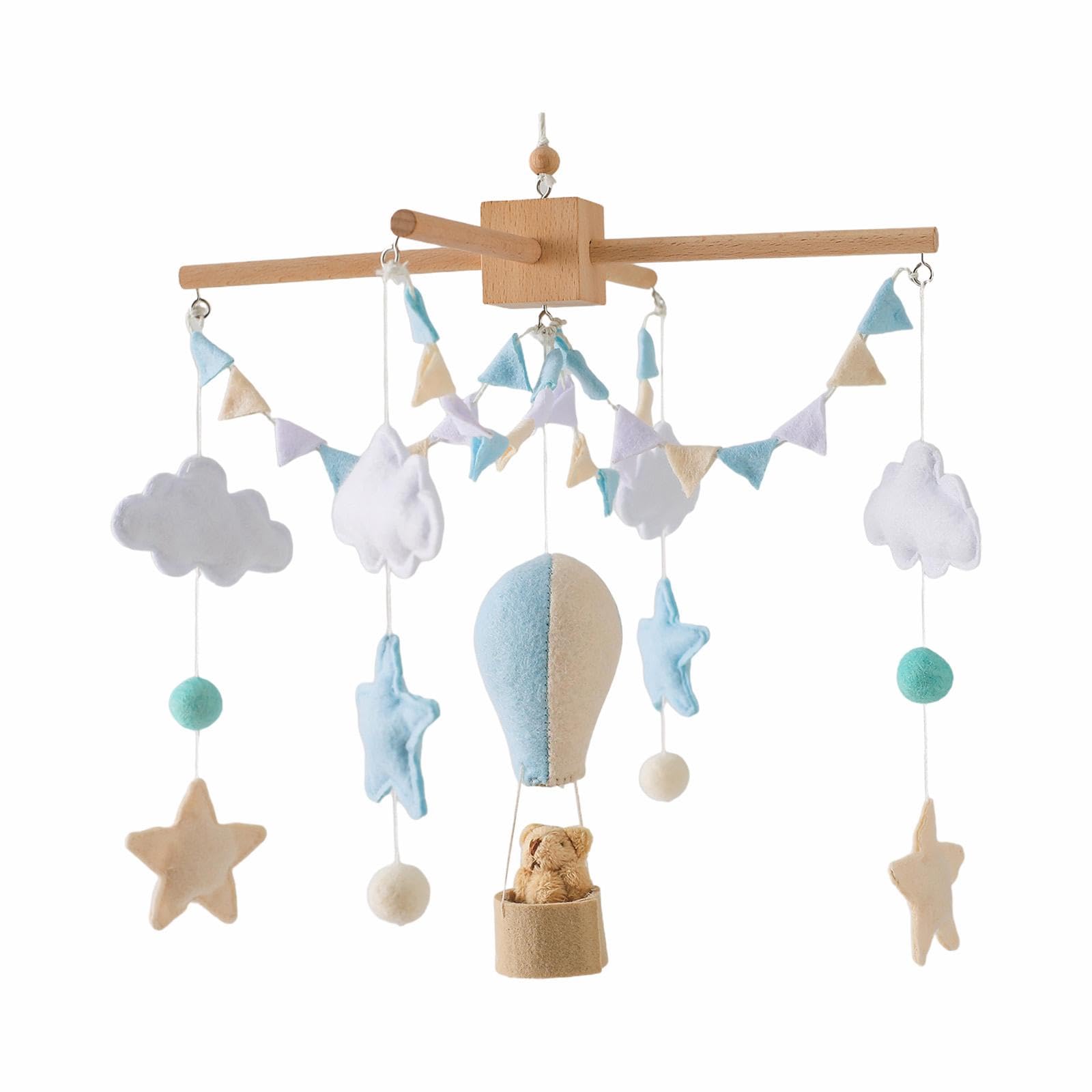 Mobile per Culla Ornamento Pendolo in Feltro E Legno Campanello Decorazione Appesa Sfera Giocattolo Cameretta Adatto a Neonati Bambini Regalo, Stile a