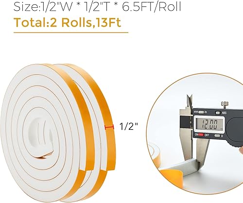 Vista 62 de Ravinte Tira de sellado de puerta de burlete de 3 "x 1/8" x 10FT - Blanco