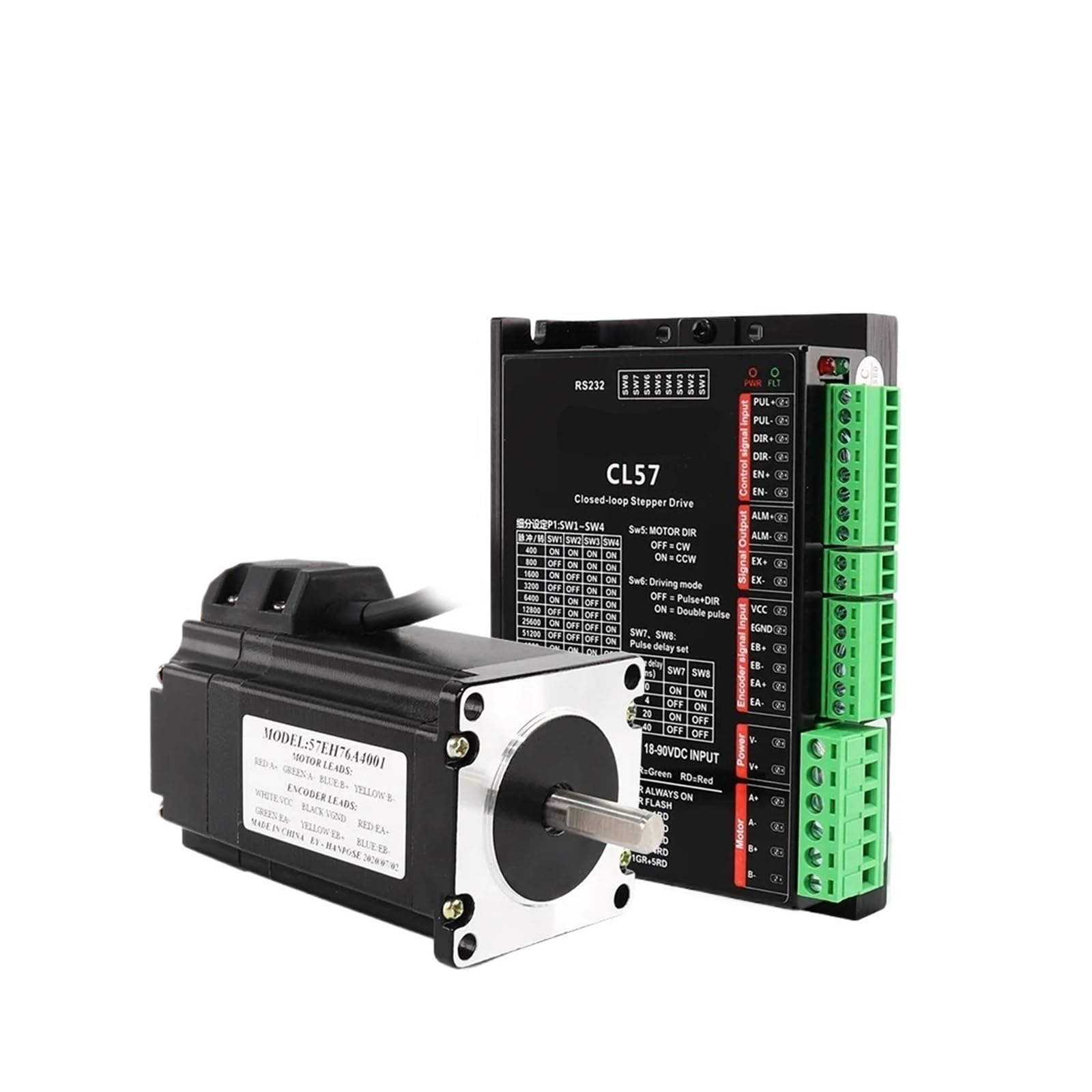 Schrittmotor-Treiber Hybrid-Schritt-Servomotor NEMA 23 4A 2,2 Nm Schrittmotor 57EH76A4001 + CL57 Closed-Loop-Servotreiber-CNC-Controller-Kit(57EH76-CL57 sets)