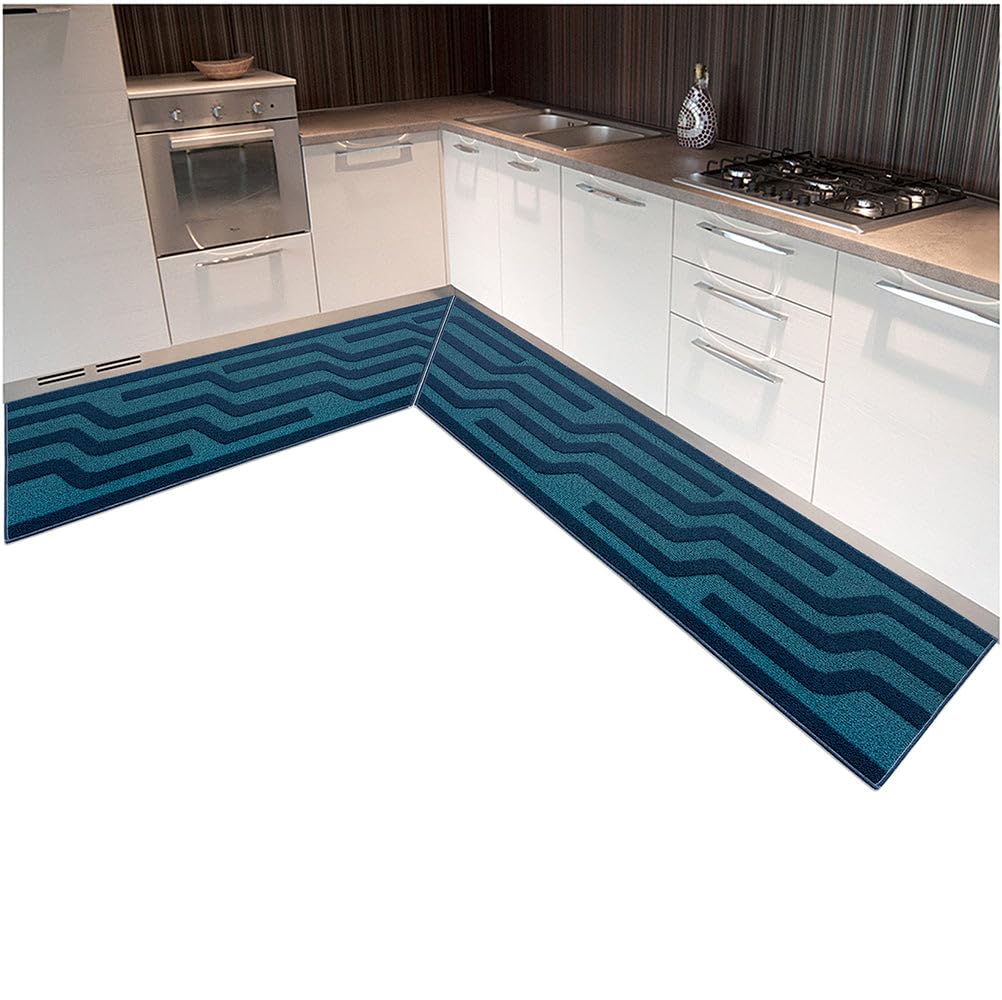 emmevi Tappeto per Cucina Angolare Personalizzabile Tappeto Cucina Antiscivolo Lavabile Assorbente 100% Made in Italy Tappeto da Cucina Angolare Disponibile Fino a 350 Cm
